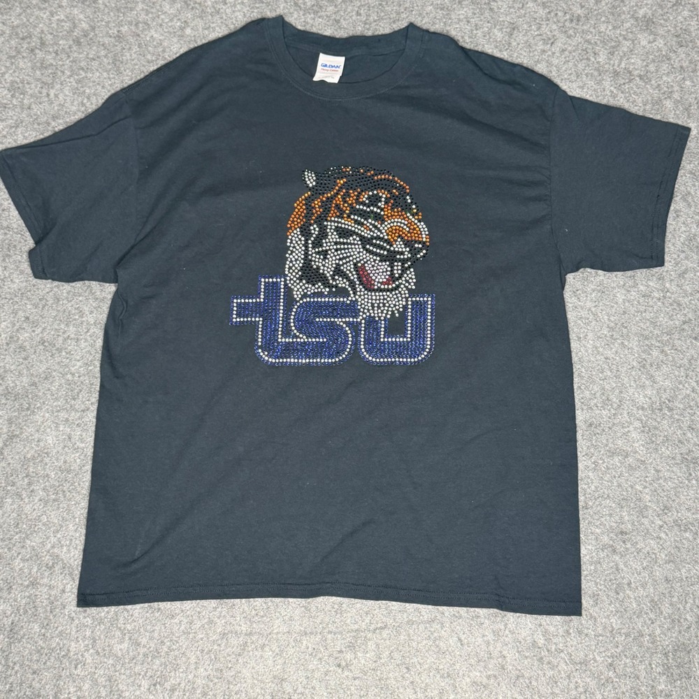 Gildan TSU Tennessee State‎ University Tiger Rhinestone T-Shirt Mens XL Black